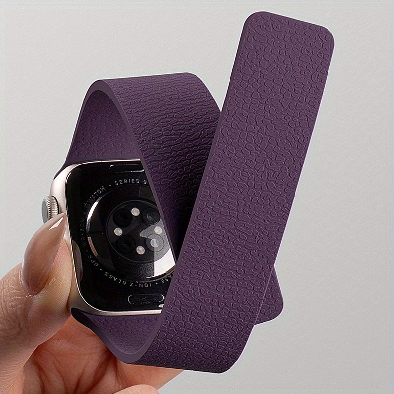 1pc iWatch Lychee Soft Magnetic Band, Suitable for Apple Watch 10/9/8/7/6/SE/5/4/3/2/1/Ultra 2, 49mm, 46mm, 45mm, 41mm, 44mm, 40mm, 42mm, 38mm. Wearable Tech Watch Strap, Smartwatch Accessory, Fashionable Wristband, Minimalist Watch Chain, Durable