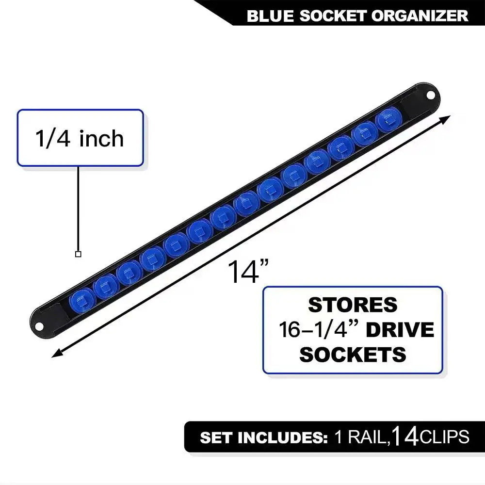 TEMU 1 pièce Organisateur de douilles pivotant à 360° 1/4 3/8 1/2 Support de rail à clips pour douilles de qualité supérieure Support coulissant pour