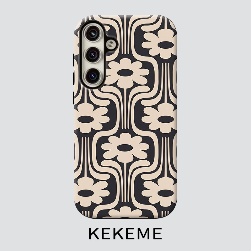 TEMU Phone Case: Kekeme Vintage Curved Flower Film- Dual-layer Case, Suitable For Galaxy S26 S25 S24 S23 S22 S21 S21  S21 Fe Edge S20 A15 A16 A17 A23