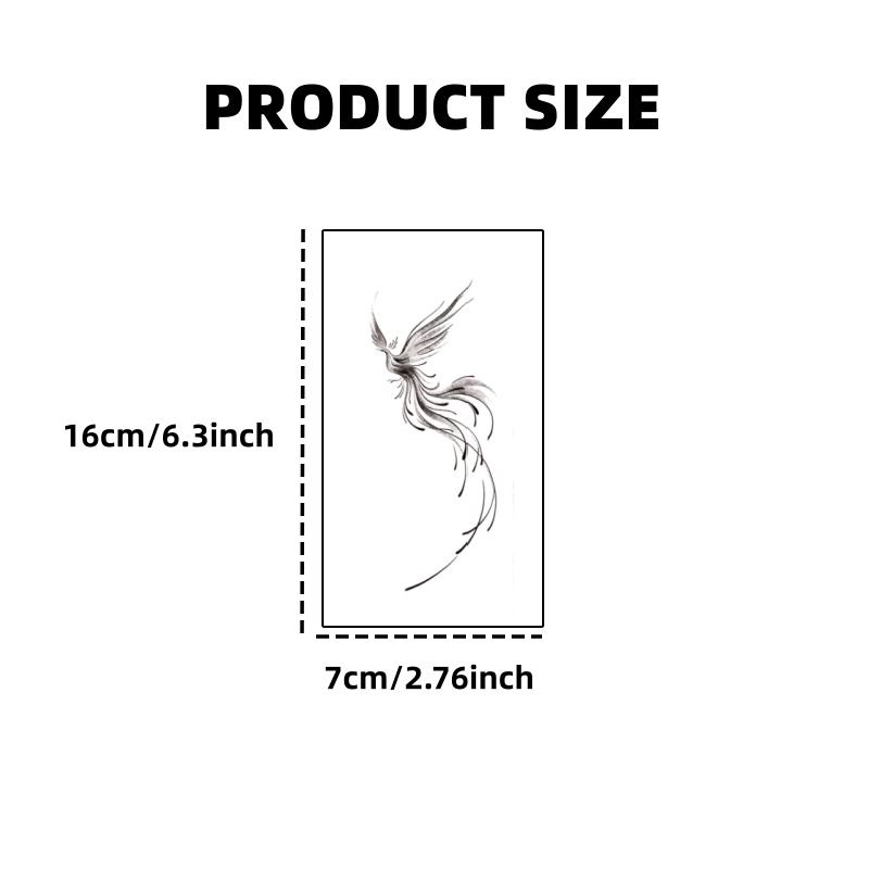 TEMU 'minimalist Phoenix Temporary Tattoo - & Body Art' Lasts 1-2 Weeks | Mystical Tattoo Designs | Waterproof | Suitable For Halloween, For Men And