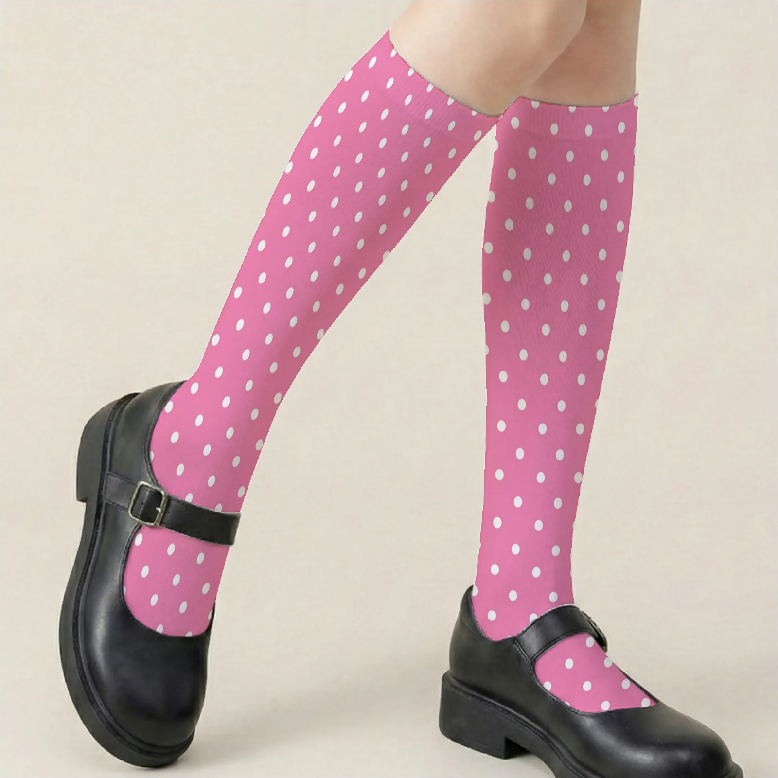 TEMU 1pair Polka Dot Print Women's Calf Socks Gentle Polka Dot Lover Gift Sexy Versatile Summer Carnival Gift Summer Jk Calf Socks High Tube Fairy