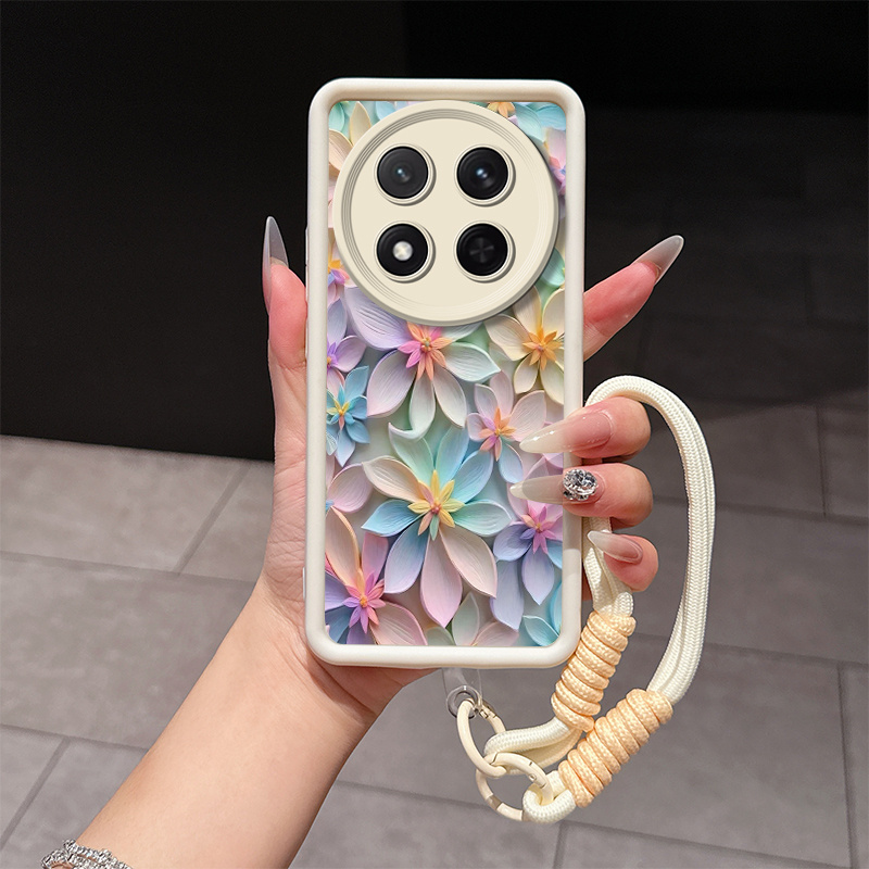 TEMU Étuis de téléphone à fleurs colorées adaptés pour Huawei et Honor MAGIC 7 LITE avec cordon, adaptés aux hommes et aux femmes. Étui de en TPU de