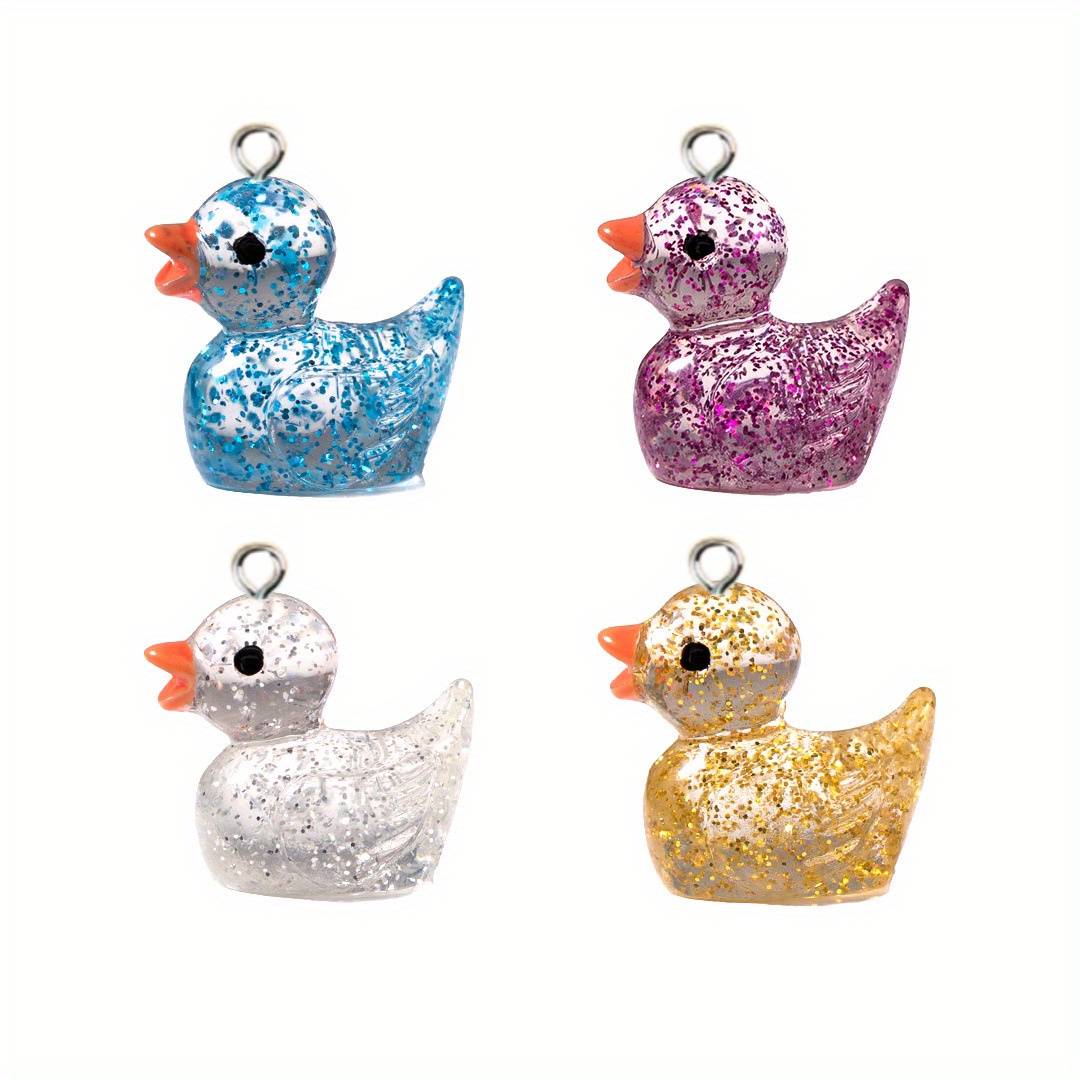 

12pcs/lot Kawaii Mini Ducks Sequin Miniature Duck Resin Pendant For Gift Earring Keychain Making