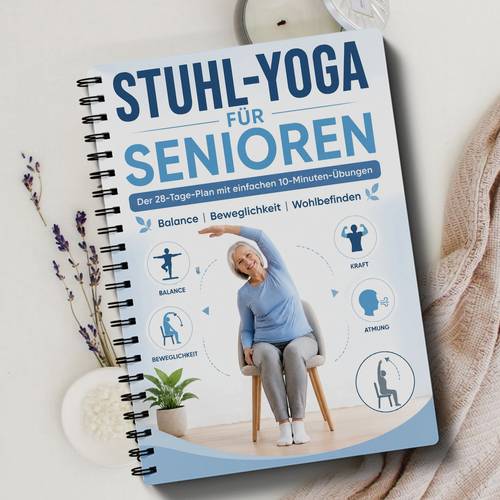 chair yoga exercise workout german pages a5 workout notebook and fitness planner 10 minute daily sitting program for balance and flexibility unique gift for seniors remote workers moms and retired citizens