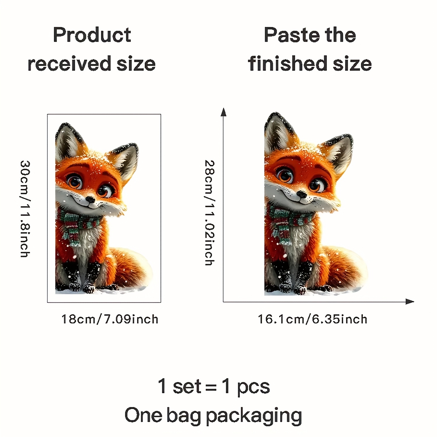 TEMU 1pc Cute Static Cling Glass Sticker, Reusable Self-adhesive Static Window Cling - Winter Fox Scarf With Snow Scene, Double-sided Removable