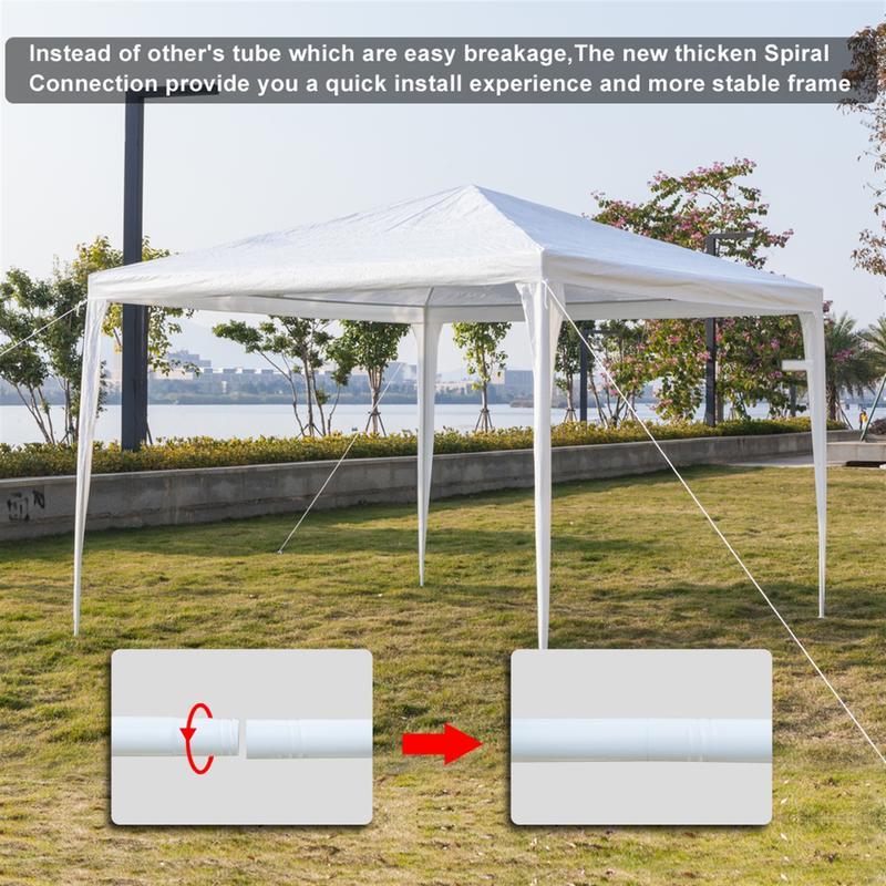118.11*118.11inch 3-sided outdoor party tent, pergola, convenient awning, beach awning, PE cloth, plastic-sprayed iron pipe, spiral pipe, UV protection, easy to install, suitable for beach, backyard, camping picnic, barbecue, RV lawn, pool rest