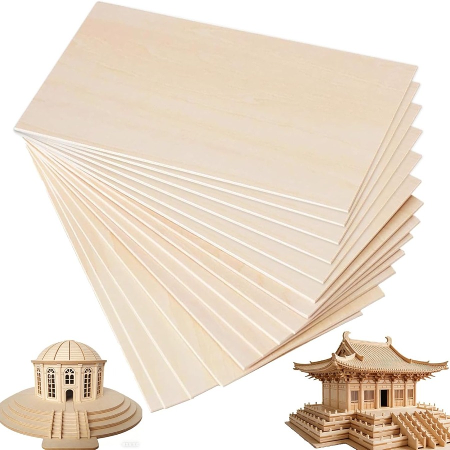 TEMU 15pcs Pack Balsa Wood Sheets - Smooth Thin Wood Boards Suitable For Painting, Engraving, Architectural Models, Diy Crafts, Model Building With