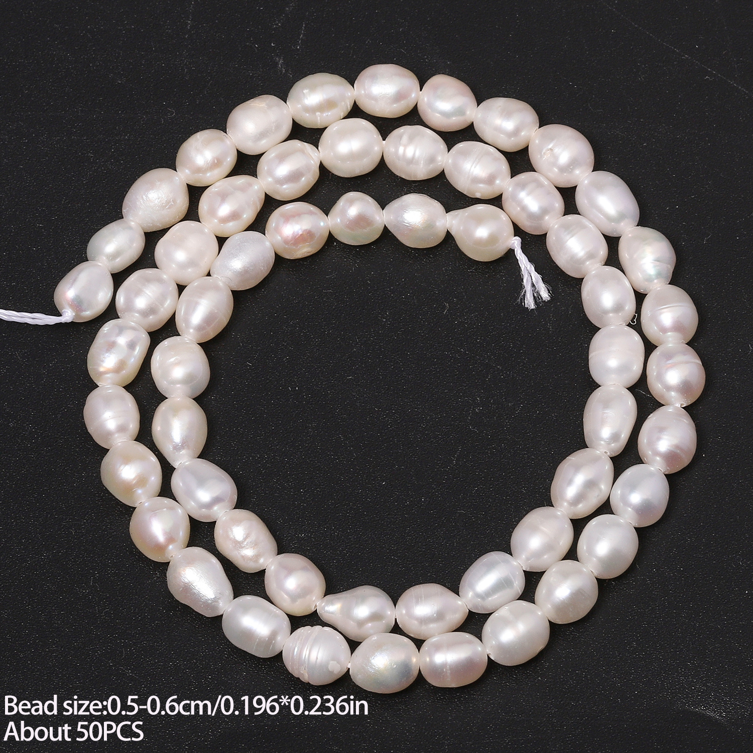 TEMU 50pcs 5-6mm Natural Baroque Oval Freshwater Freshwater Pearls Beads - Unique Loose Design For Making, Bracelets, Necklaces, Earrings -