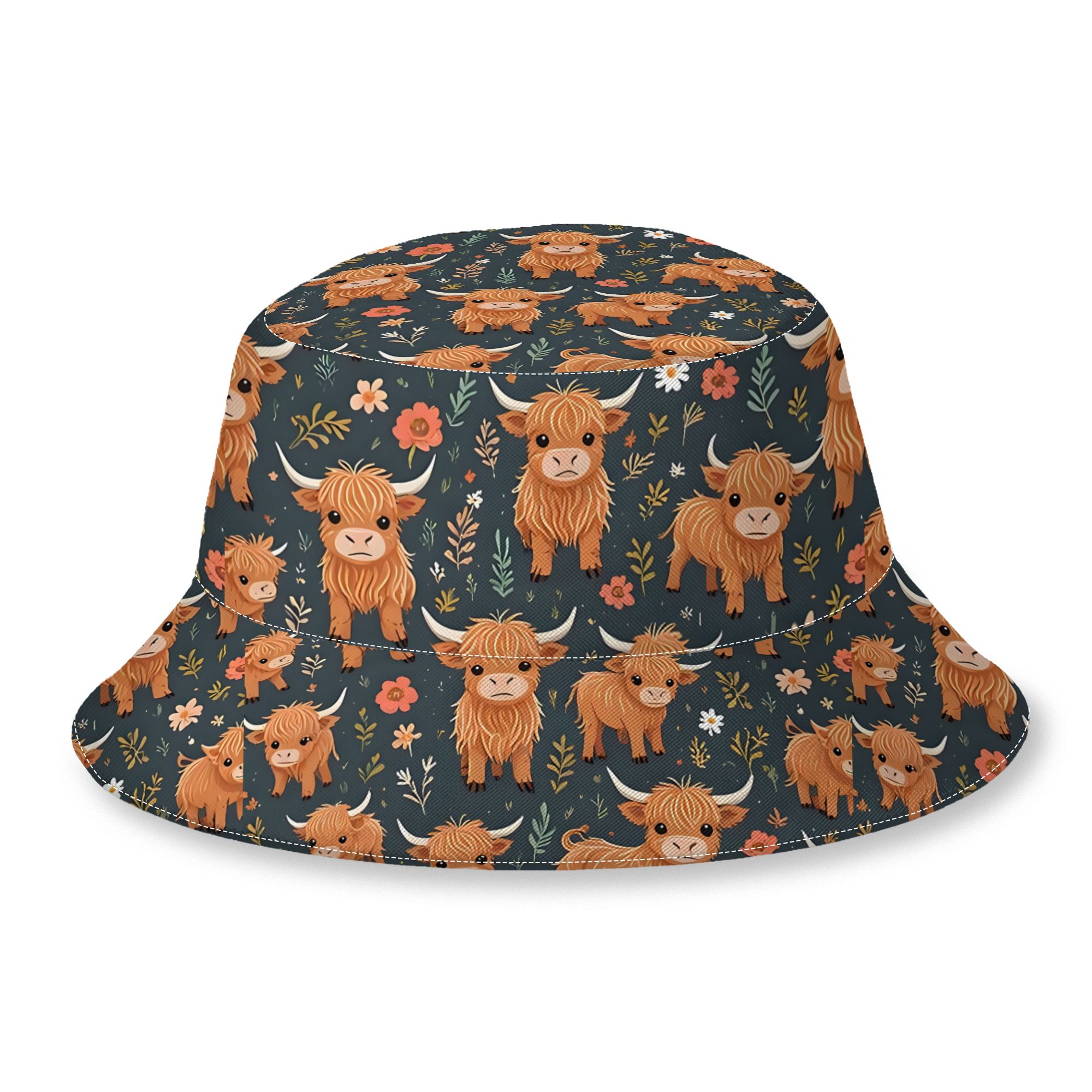 TEMU 2d Print Design Highland Cow Fashion Outdoor Bucket Hat Unisex Outdoor Street Cap
