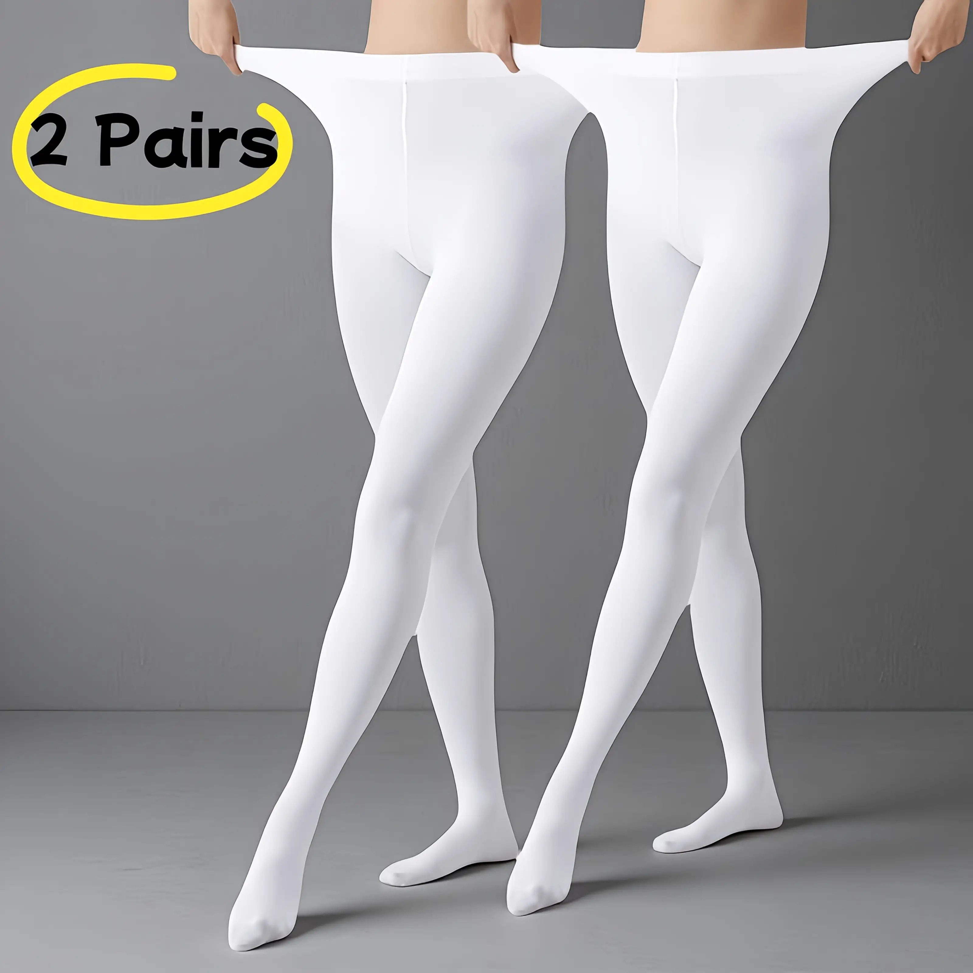 Image of Of Women's And White Matte Opaque Leggings- Soft High Elasticity Shaping Pantyhose, Machine Washable, Elegant Casual Outfit, Suitable For Commuting And Parties