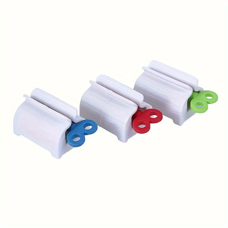TEMU 3pcs Toothpaste Dispenser Set, Suitable For Toothpaste, Facial Cleansers, , Durable Plastic Material, Non-electric, Bathroom Safety Accessory