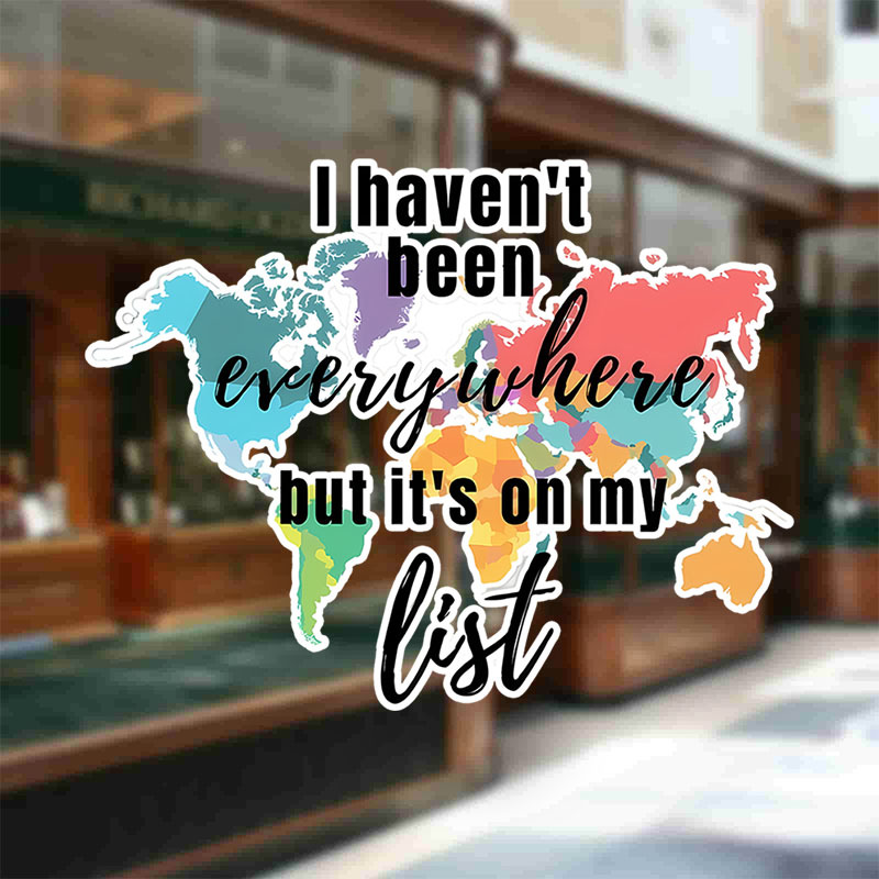 TEMU Alleng 5-inch Durable Pvc Vinyl World Map Travel Quote Sticker - "i Have Everywhere But " Design For Motorcycles, Car Bumpers, Luggage - Colorful Background, Luggage Decoration|world |pvc Sticker