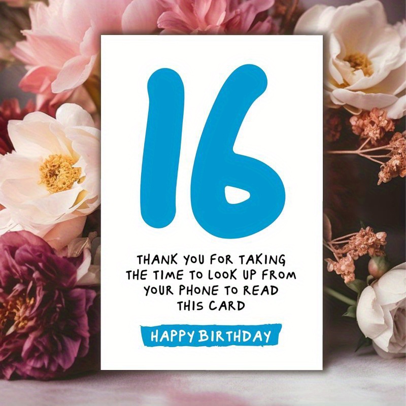 TEMU 1pc Funny 16th Birthday Greeting Card, Birthday Any Occasion, Gift For Friend Brother Sister Son Daughter Husband Boyfriend Girlfriend Wife