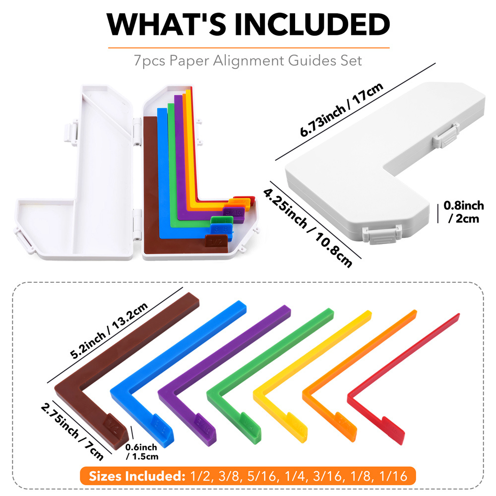 TEMU Paper Crafting Alignment Guides With Case For Perfect Layering, Color-coded Tools With Size Tabs For Card Making Scrapbooking Junk Journaling