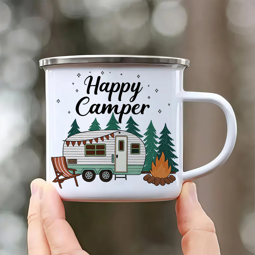 TEMU 1 tasse en émail en acier inoxydable de 360 ml (12,5 oz), lavage à uniquement, tasse en acier inoxydable durable, parfaite pour le camping, les