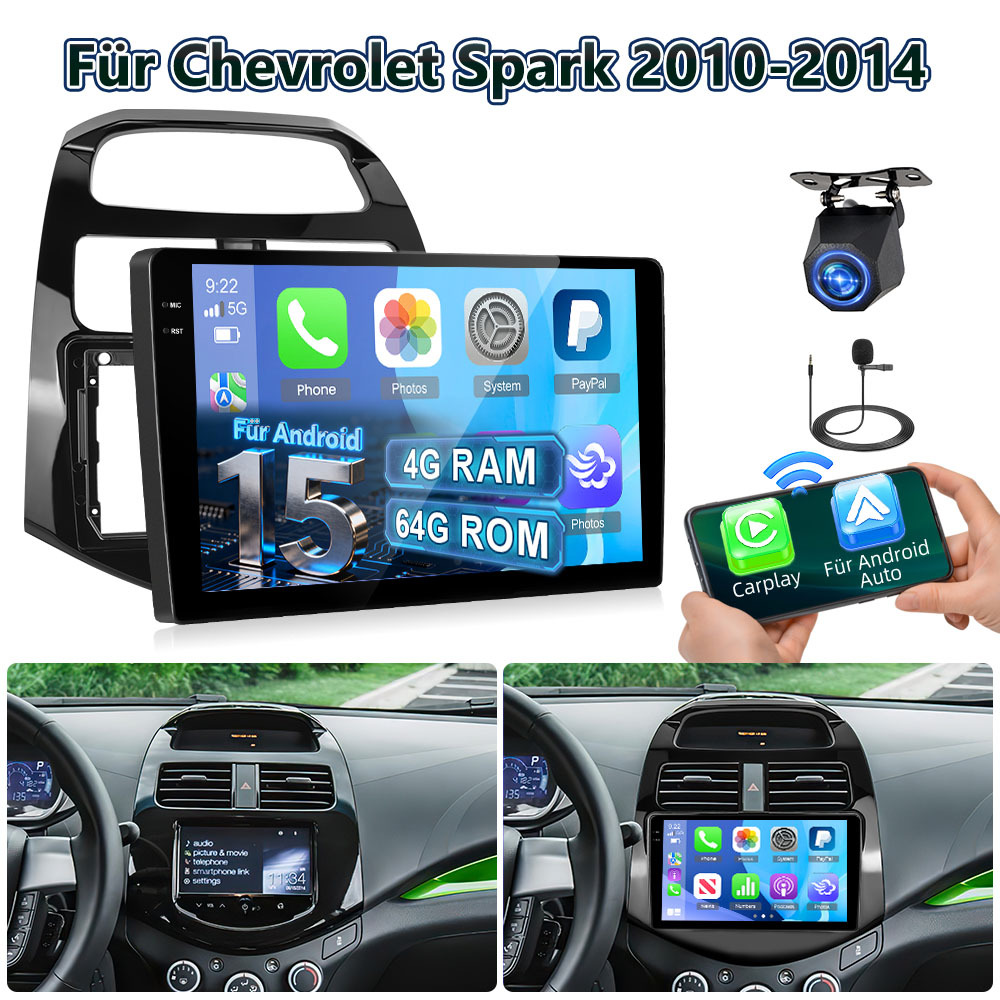 Image of 4gb + 64gb 15 Car Radio For Spark 2010-2014 Radio Radio Car Stereo 9 Inch Hd Incell Touch Screen Car Radio With Gps Navigation & Fm/rds Radio Reversing With Camera& Mic