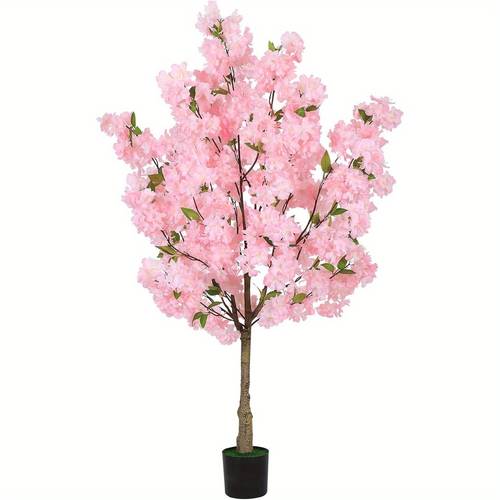 item picture 4ft 6ft tall artificial cherry tree faux with plastic nursery pot artificial plants for home office indoor decor pink