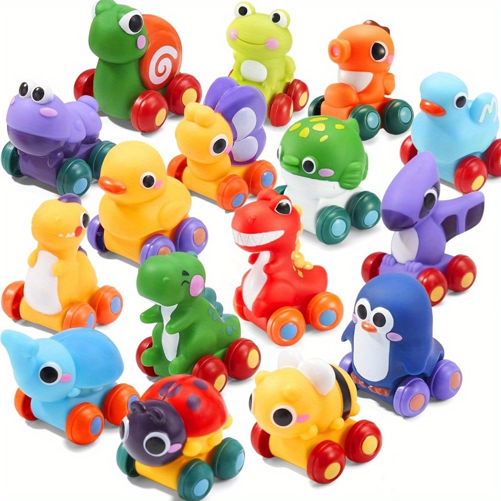 TEMU Syncfun Animal Cartoon Cars, Soft Rubber Toy Car Set, Mini Vehicles, Bath Toy Car For Toddlers, Gift For Boys And Girls Christmas Birthday,
