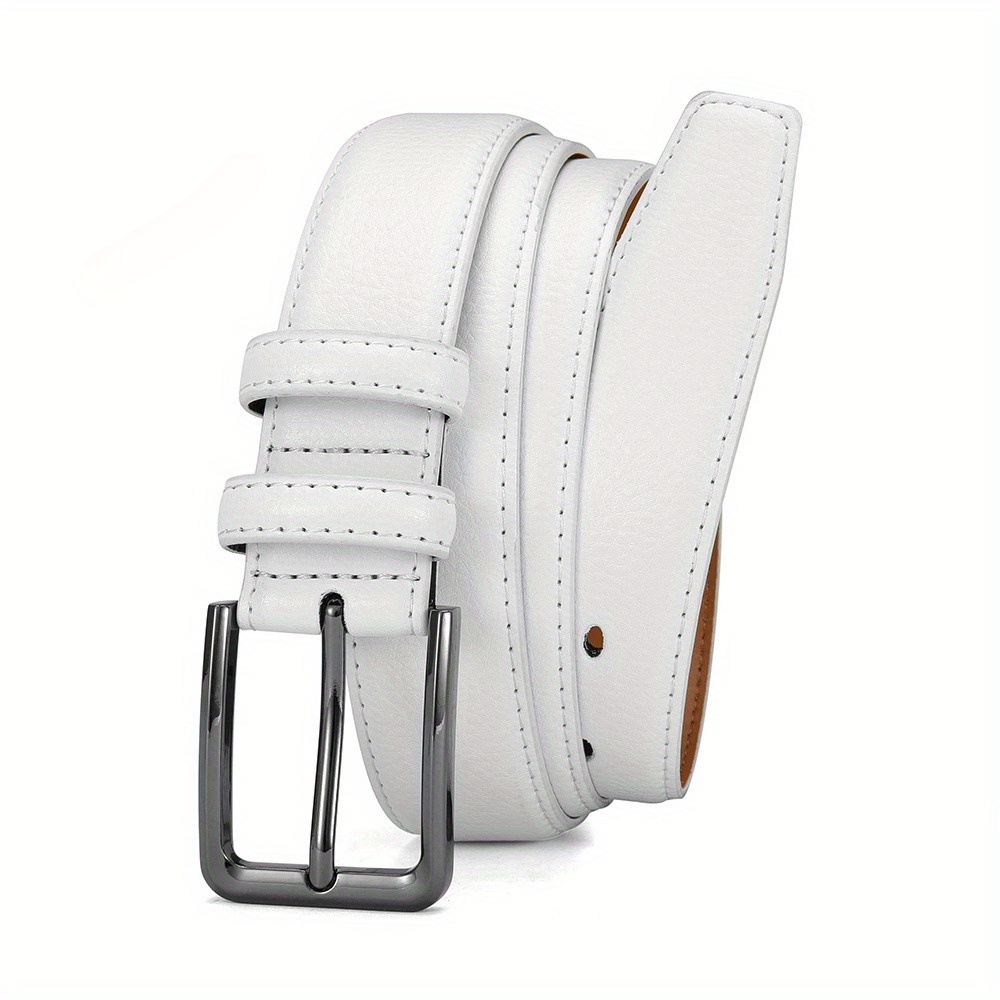 Image of Square Pin Belt - Durable Pu And Alloy, Fit For Jeans, Versatile Accessory For Casual And Formal Wear, Everyday Belt | Classic Belt Design | Durable Alloy Belt