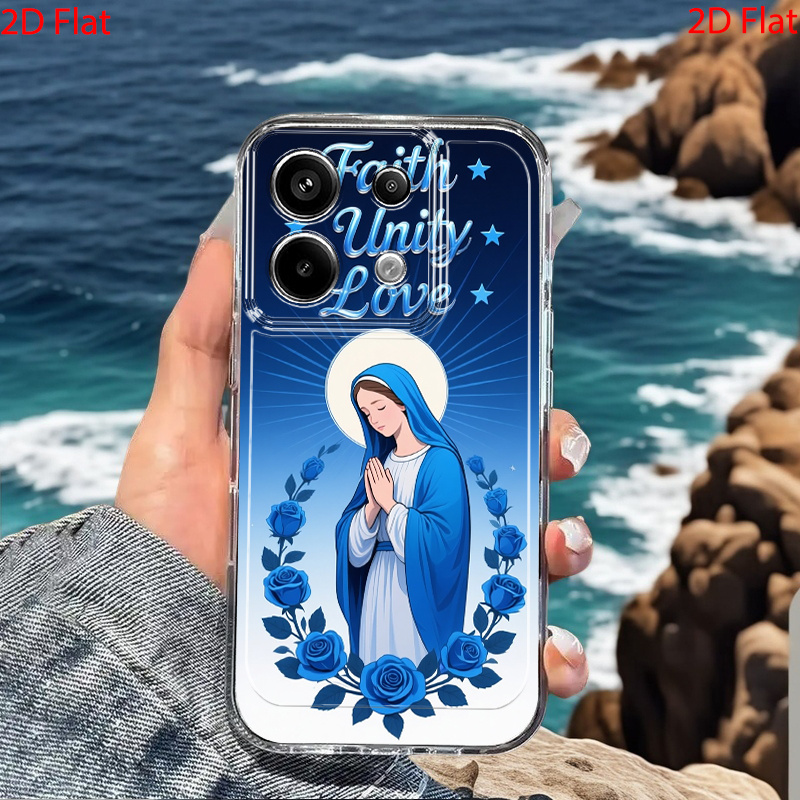 phone case 2d flat prayer pattern with easy transparent phone case suitable for xiaomi redmi 11 12lite pocox3nfc civi2   a3 8a 9  9i 10 9 10a 9c c31 12c 11a c55 13c k50ultra 12  k60 70e note8pro 9pro 10t 11se fu