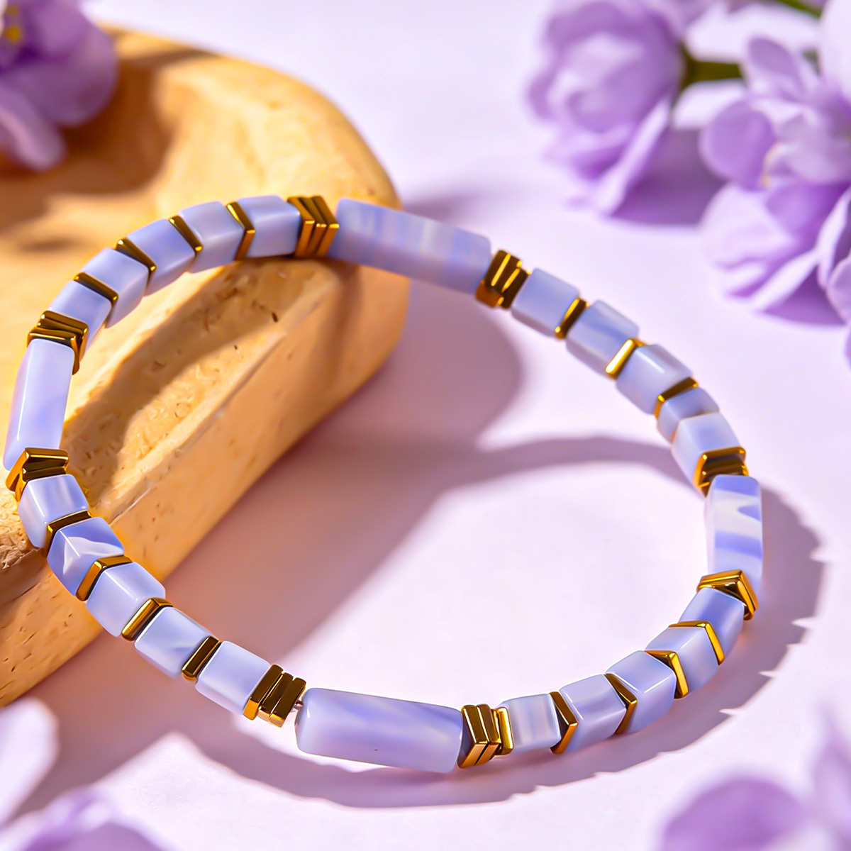 Natural Sodalite Beaded Bracelet, Wealth Attraction & Prosperity