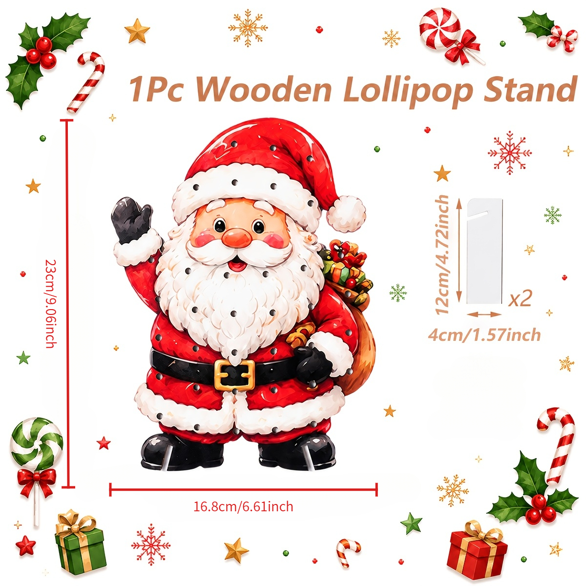 TEMU Party Table Centerpiece, 1pc, Santa Claus Wooden Candy Holder, Christmas 36-hole Display Rack, With 2pcs Support Brackets, Merry Christmas Party