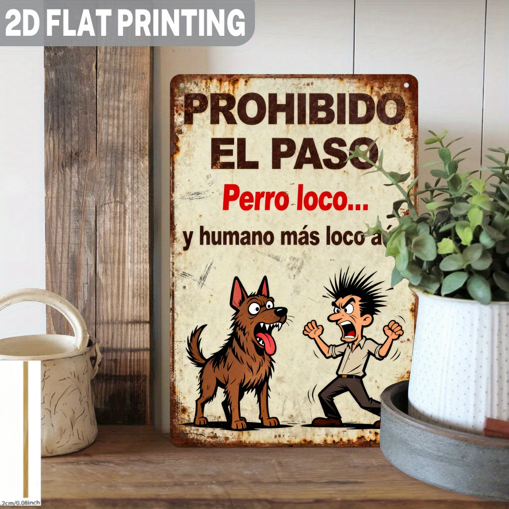 TEMU 2D, 2D - 2D, 1 Letrero de Madera en Español " " - Advertencia de Perro de Madera Vintage para Pared con Texto " ", Adecuado para Patio Trasero,