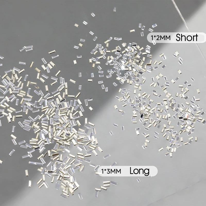 100pcs Nail Reflective Rhinestones Silvery Thin Nail Line Decoration Nail Tips Manicure Ornaments