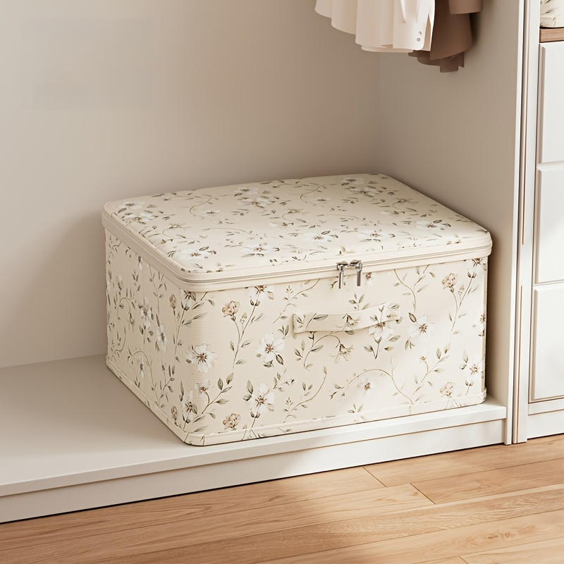 TEMU Printed Oxford Cloth Storage Box - A Multifunctional Space- Organizer Suitable For Settings Like Closets, Bedrooms, And Kitchens - Perfect For