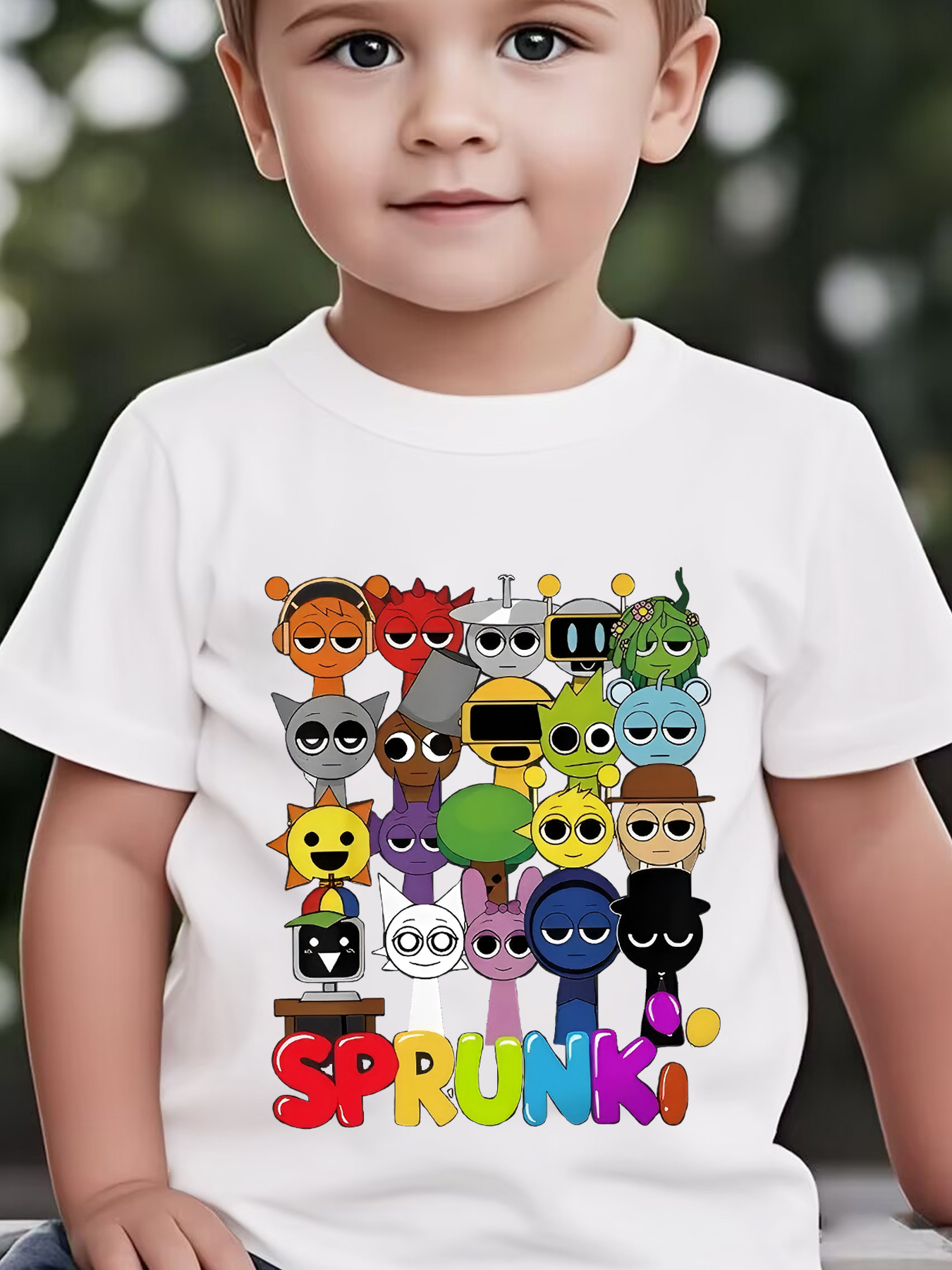 T-Shirt Enfant Sprunki à Manches Courtes - Coton Doux Et Confortable Pour Garçons Et Filles