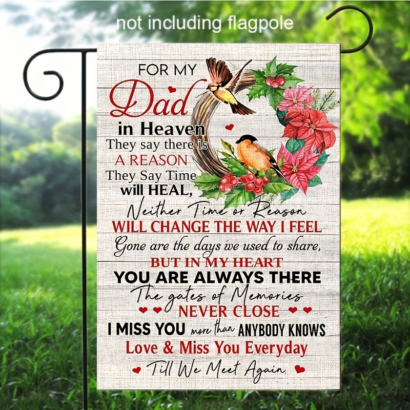 Happy Father's Day In Heaven Gartenflagge – Doppelseitig Mit Calla Lilien, 30.5x45.7 Cm | Gedenkflagge Für Vater, Opa