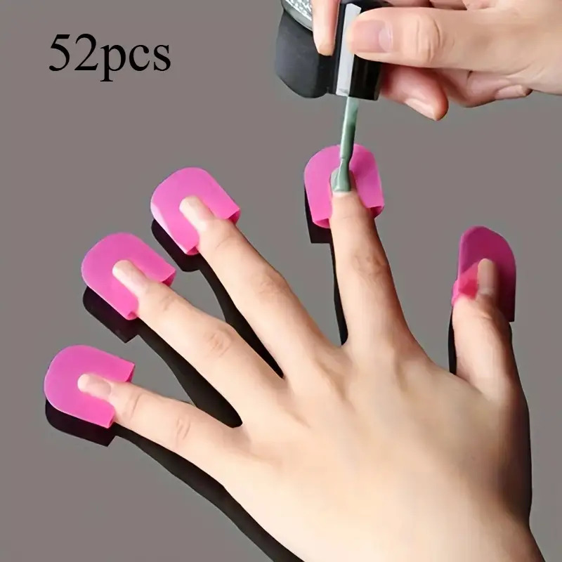 E-shop 52 Stück Wiederverwendbare Weiche Kunststoff Nagellack Schutz - Anti-Flecken, Leicht zu Reinigendes Nagelwerkzeug, Geeignet für Anfänger und,