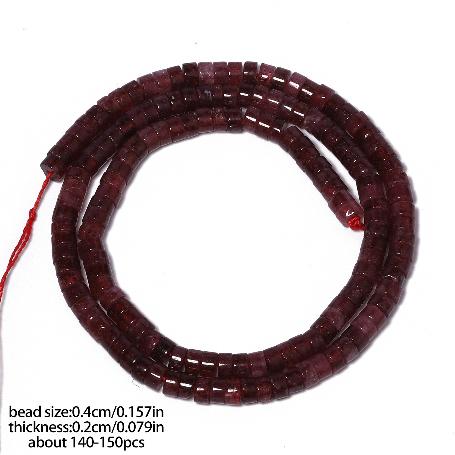 TEMU Beads And Bead Assortments - Aaa Natural Stone 2x4mm Garnet Disc Shape Beads For Jewelry Making - Ideal For Bracelets, Necklaces, Elegant Charms