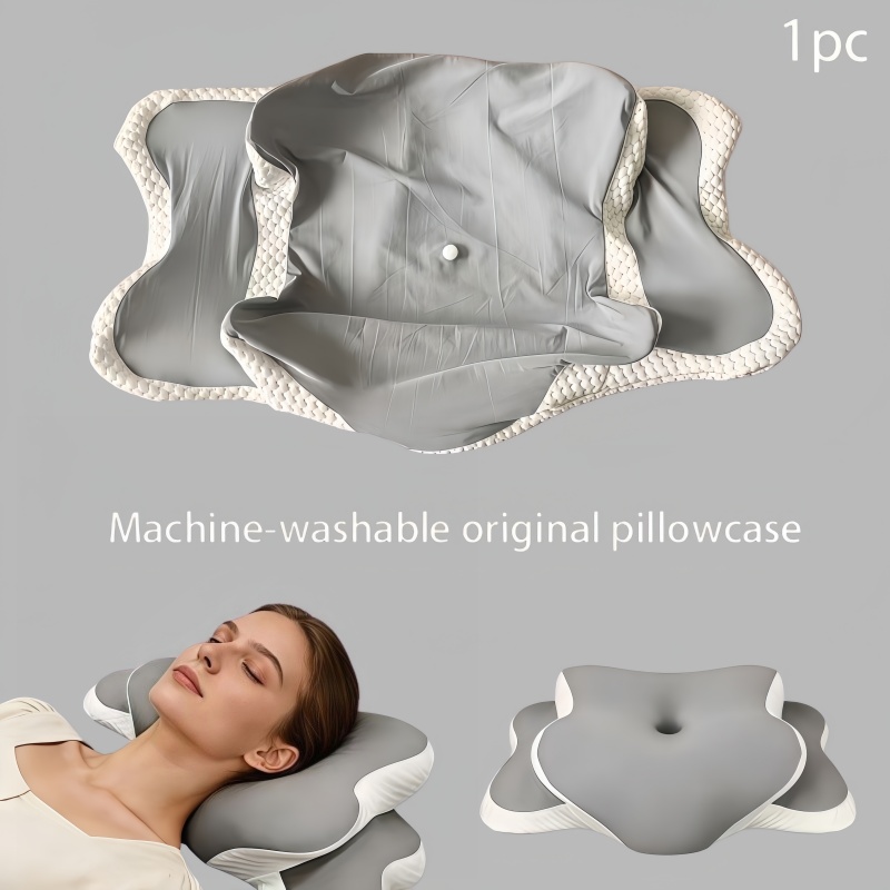 TEMU Ergonomica per Cuscino Cervicale a , Design Regolabile in Altezza, Supporto per il per Tutte le Posizioni del Sonno, Tessuto Traspirante,