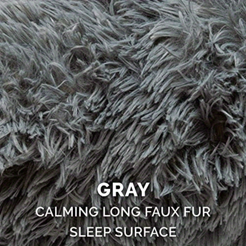 jumbo xl 45   bed extra large donut bed with removable washable cover refillable interior heavy duty cushion for large breeds up to 90 lbs machine washable pet bed for   mastiffs gray large dog bed plush   fur surface Product details 5