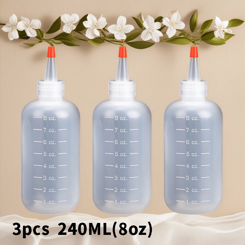 E-shop 3er-Pack Klare Plastik-Spritzflaschen mit rotem Messdeckel – Geruchsfrei, nur Handwäsche, ideal für Flüssigkeitsabgabe