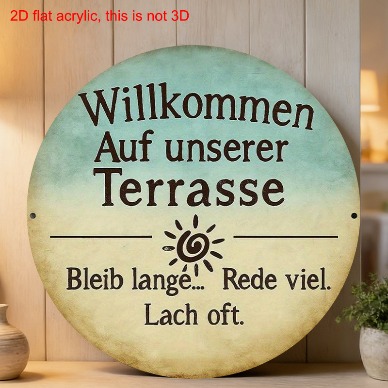 E-shop 2D Flach, . Vintage Deutsch _Willkommen in unserem _ Aluminiumschild - 8-Zoll Runde französisch inspirierte Metallplakette für den Außenbereich,
