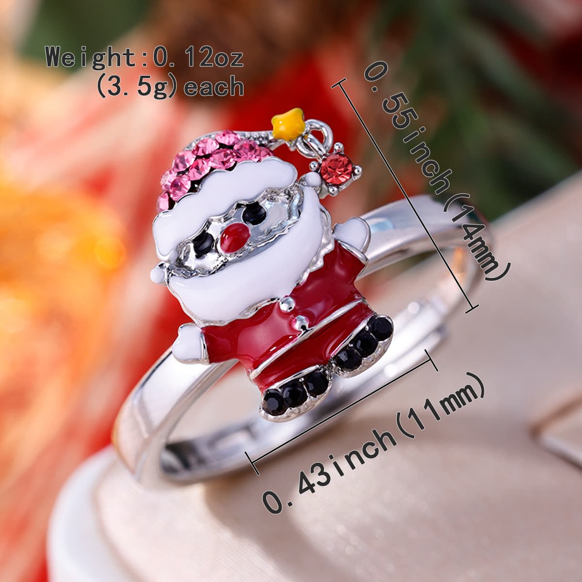 Everyday Versatile Star Santa Claus Open Ring, Festive Charm