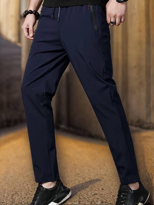 mens quick drying pants summer straight thin casual sports nine minute zipper pants plus size