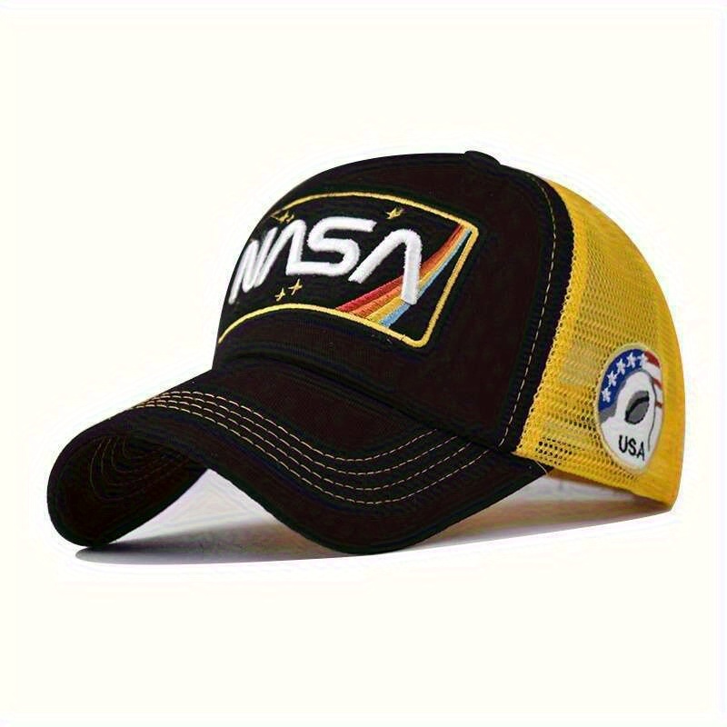 TEMU Bohemian Embroidered Trucker Mesh Baseball With Breathable Mesh Back, Adjustable Closure, Letter '' & '' Embroidery For Outdoor Sports, Casual