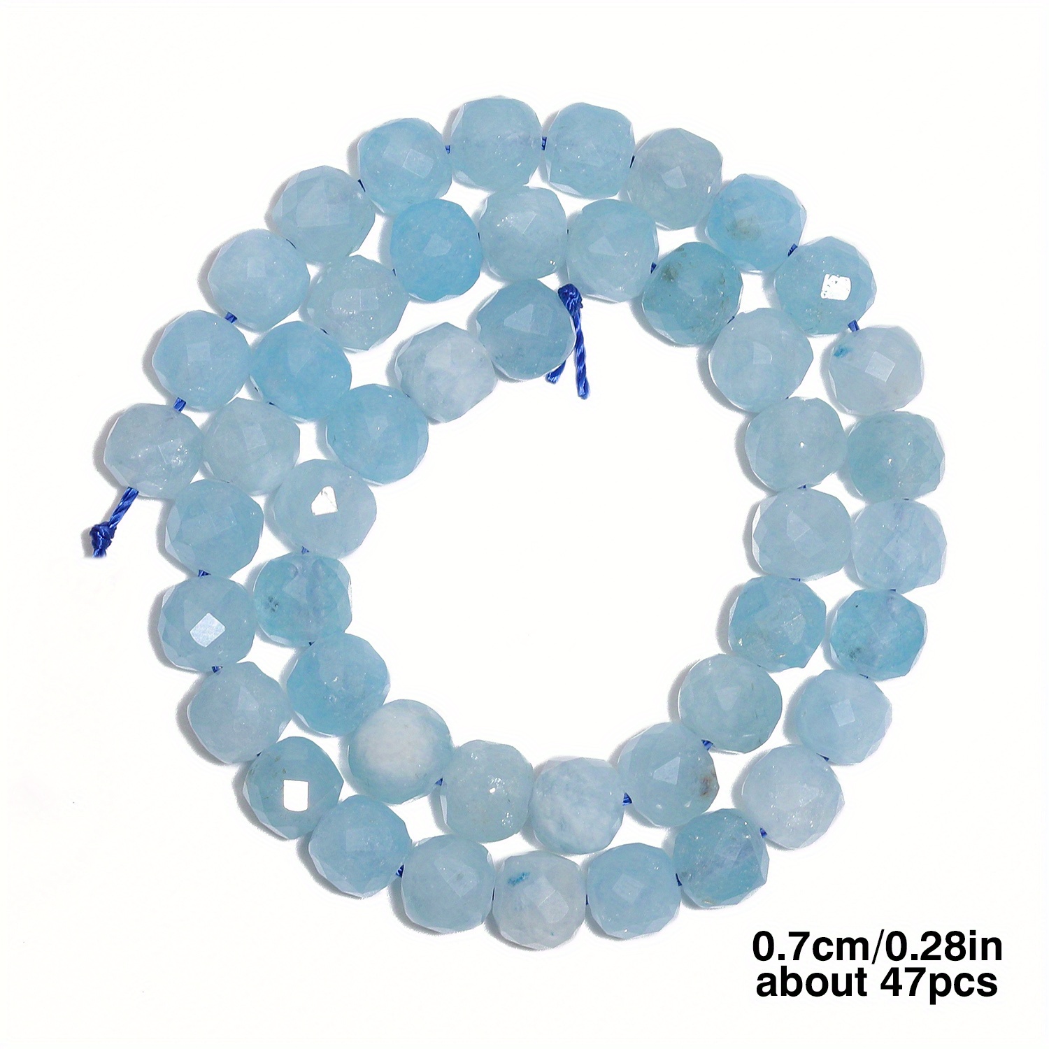 Image of 7mm Natural Aquamarine Beads Square Loose Beads For Jewelry Making Diy Charm Bracelets 47pcs