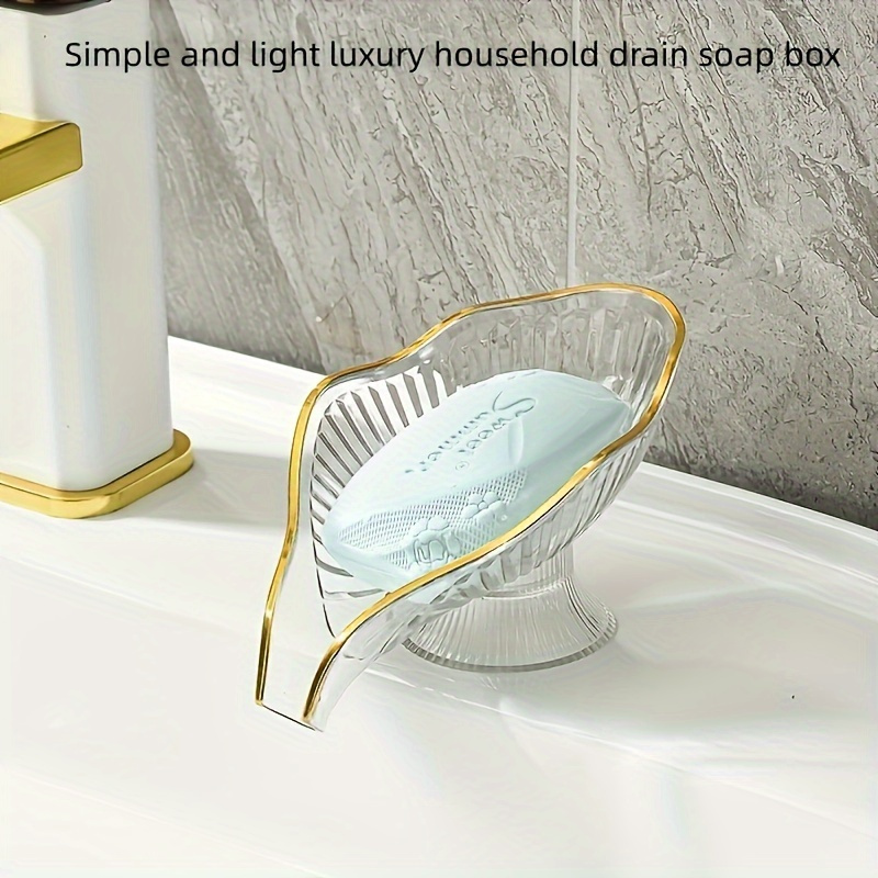 

[1pc Creative Leaf-shaped Soap Holder] 1pc Leaf-shaped Soap Dish, Self-draining Soap Holder, Multi-functional Soap Storage Rack For Bathroom