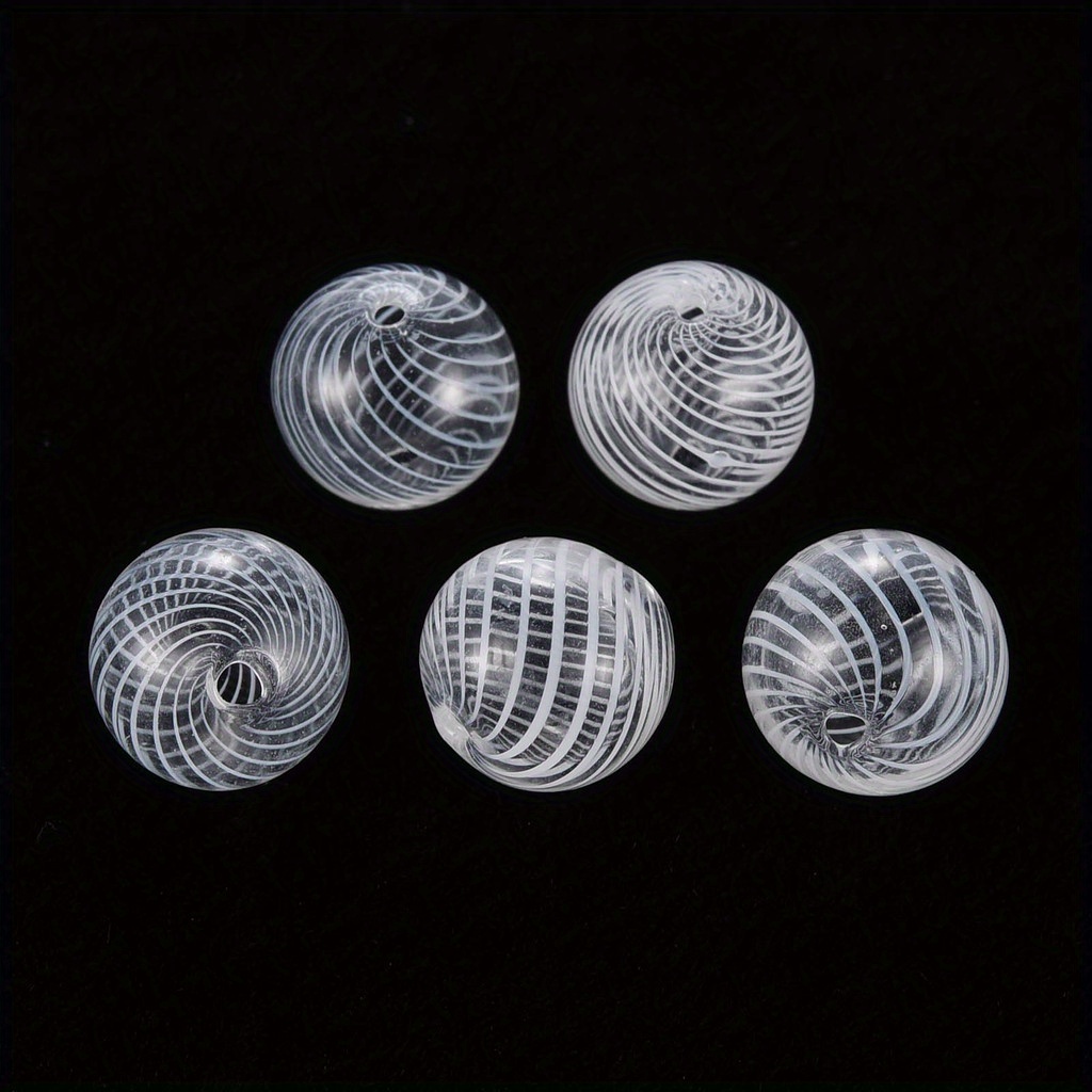 TEMU 5st Transparante Handgemaakte Geblazen Glazen Wereldkraal, , Rond, Wit, 12, 5~13, 5mm, voor DIY Sieraden Maken, Oorbellen, Kettingen en