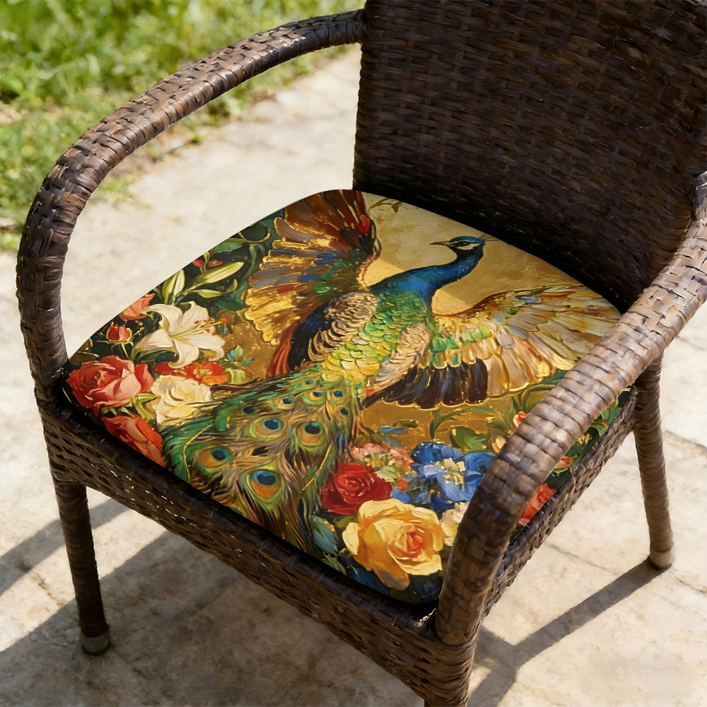 TEMU 1pc Oil Painting Pattern Leisure Seat Cushions, Indoor And Outdoor Seat Cushions, Back Cushions, Size 19.7*17.7*1.57inch, Suitable For Garden
