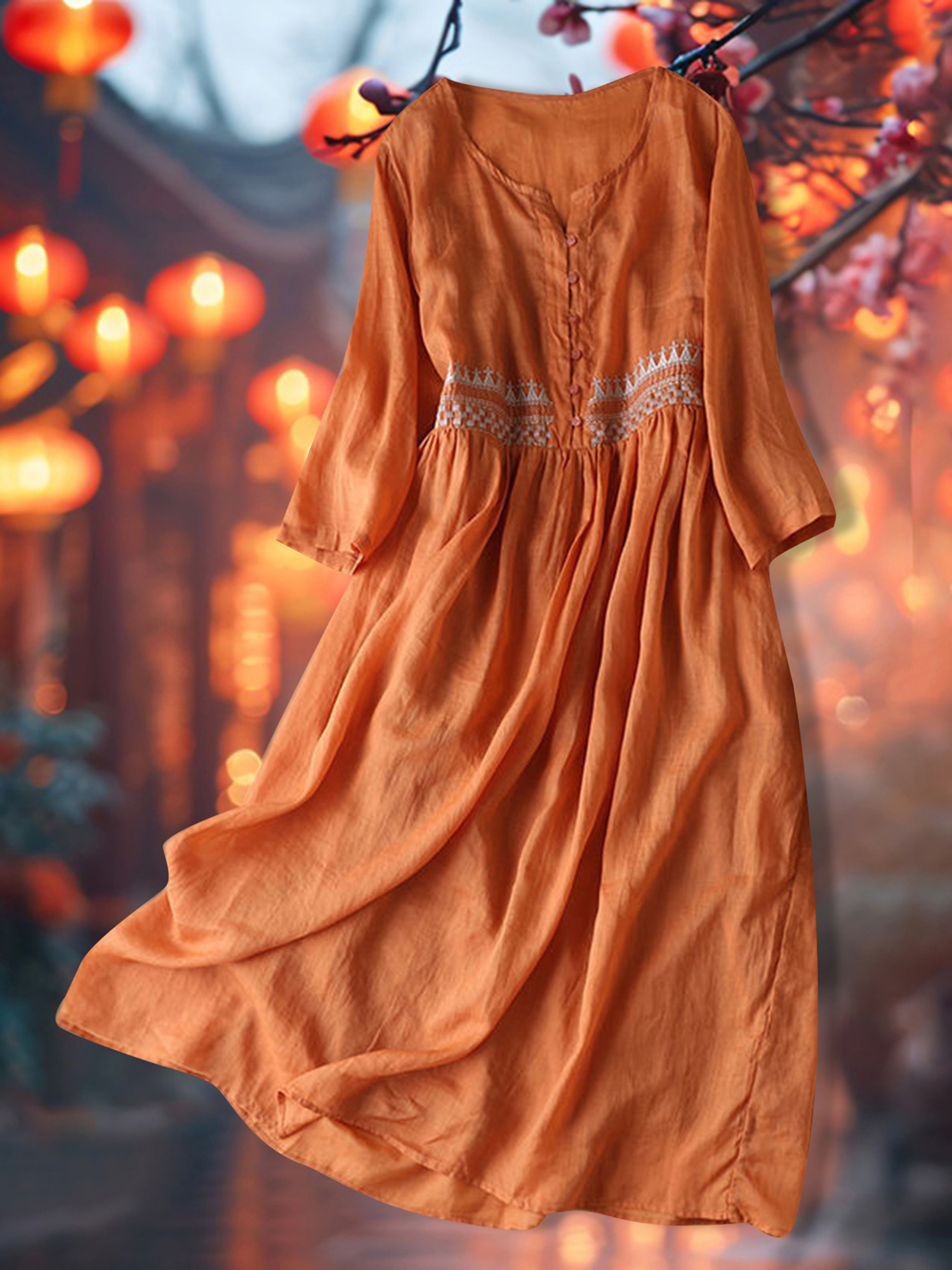 knee length dresses for ladies Think About It Rust Orange Midi Dress, X-Large - The Mint Julep Boutique main image 0