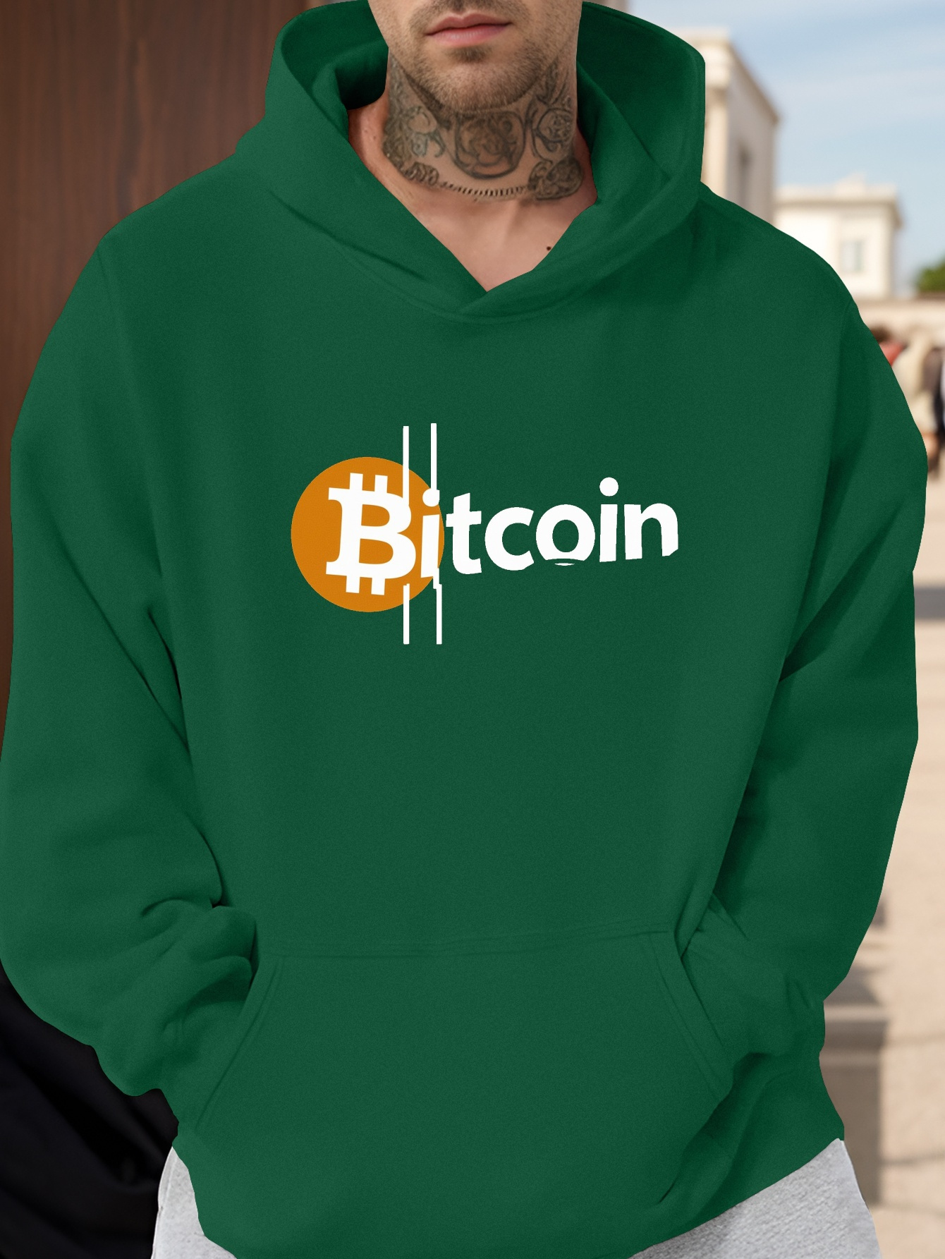 비트코인 그래픽 프린트가 있는 남성용 캐주얼 블랙 후드티 비트코인 로고 긴팔 폴리에스터 스트레치되지 않음 니 - Temu  Republic of Korea