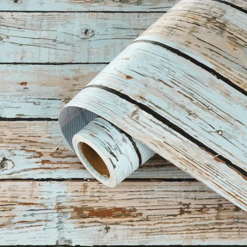 E-shop Blau Braun Holz Kontaktpapier Abziehen und Aufkleben Selbstklebende Holzplatten Tapete für Akzentwände Holzmaserung Kontaktpapier für Schränke