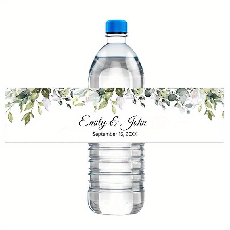 30pcs Personalized Labels Bottle Labels Stickers Leaves Decor Customized Name Text Birthdays Baptism Wedding Bar Mitzvah Decor