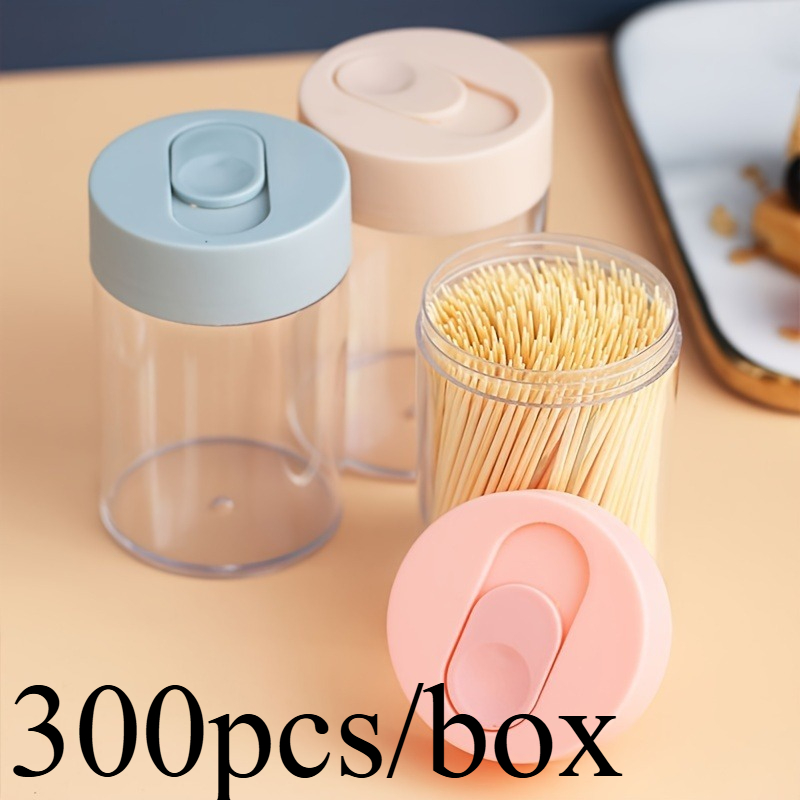 TEMU Pack Of 300 Toothpicks, Random Colors Natural Material, Disposable, Cylindrical Packaging, Suitable For Home And Hotel Use