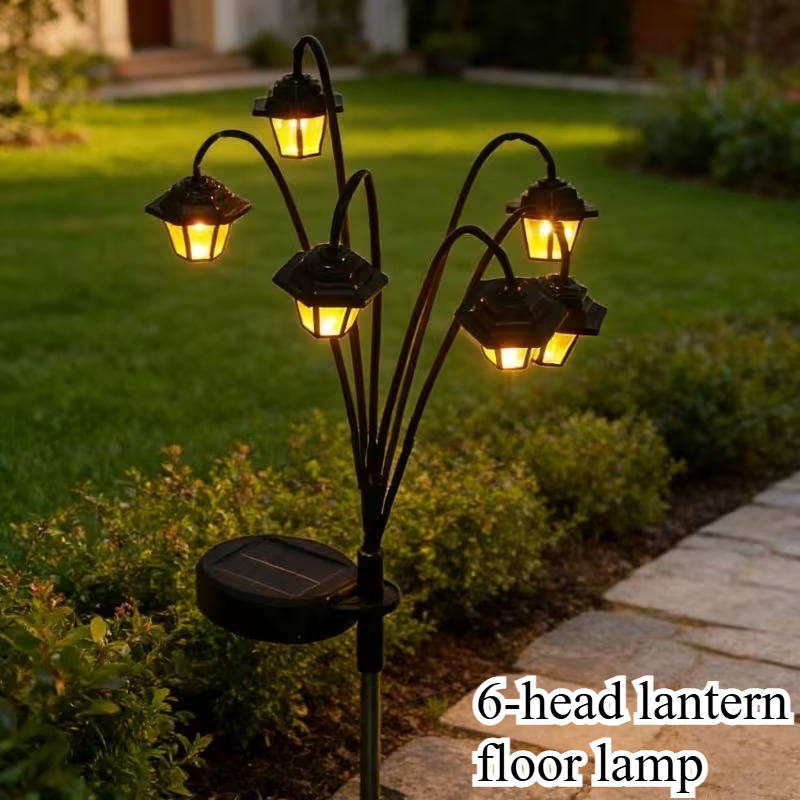 E-shop Diese solarbetriebene Gartenleuchte, als konzipiert, umfasst 6 warmweiße LED-Lampen und hat eine Schutzart IP65. Sie präsentiert sich mit einer
